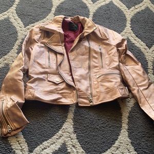 Rose gold leather jacket